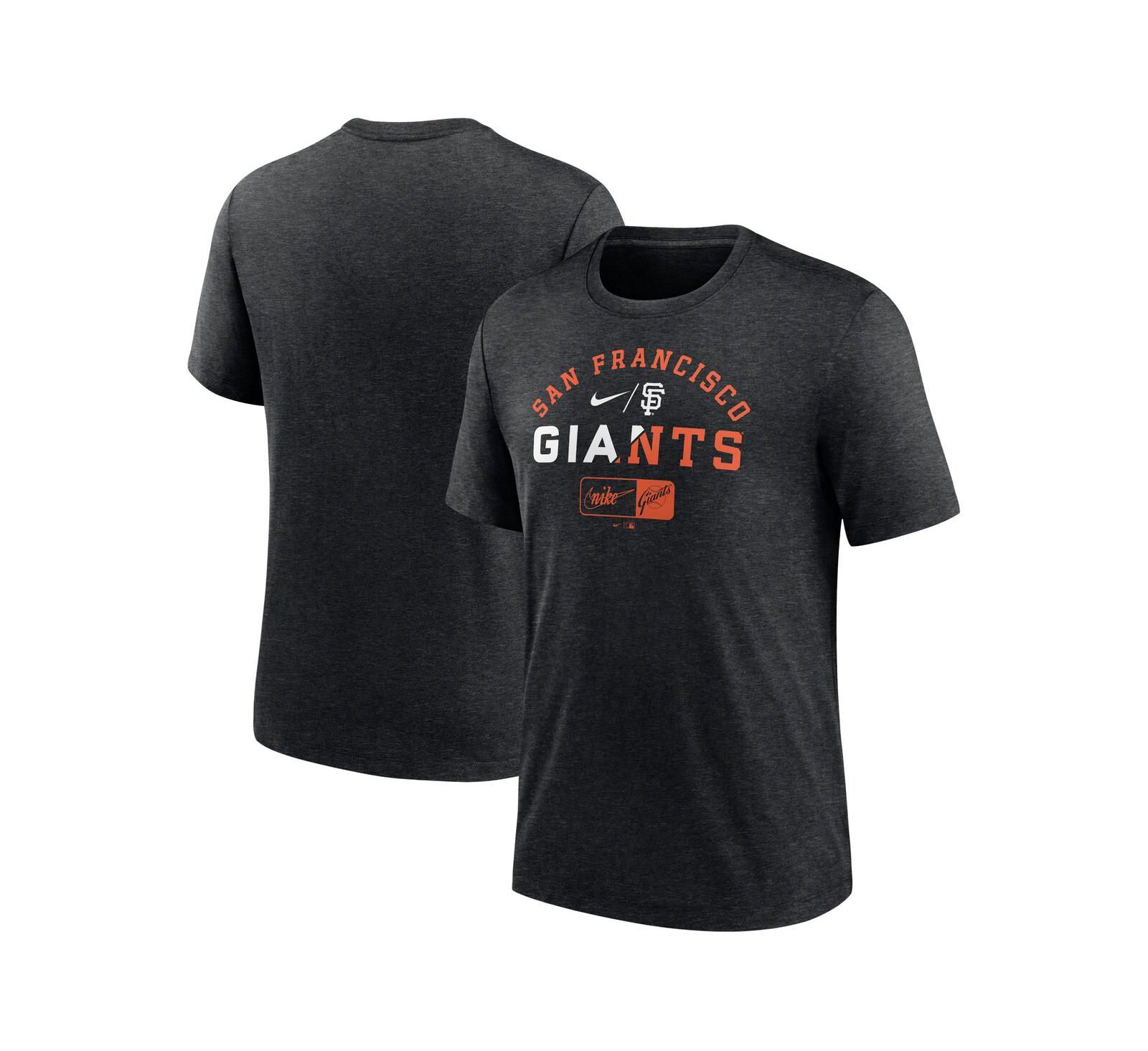 Men's Nike Heather Black San Francisco Giants Rewind Review Slash Tri-Blend T-shirt