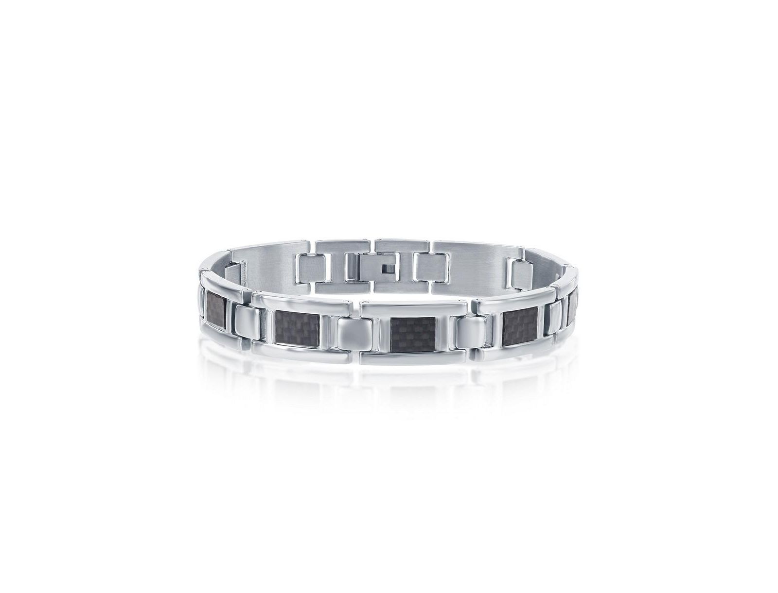Мужской браслет Metallo Stainless Steel Black Carbon Fiber Link