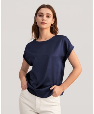 LILYSILK Women's Short Sleeves Round Neck Silk Tee