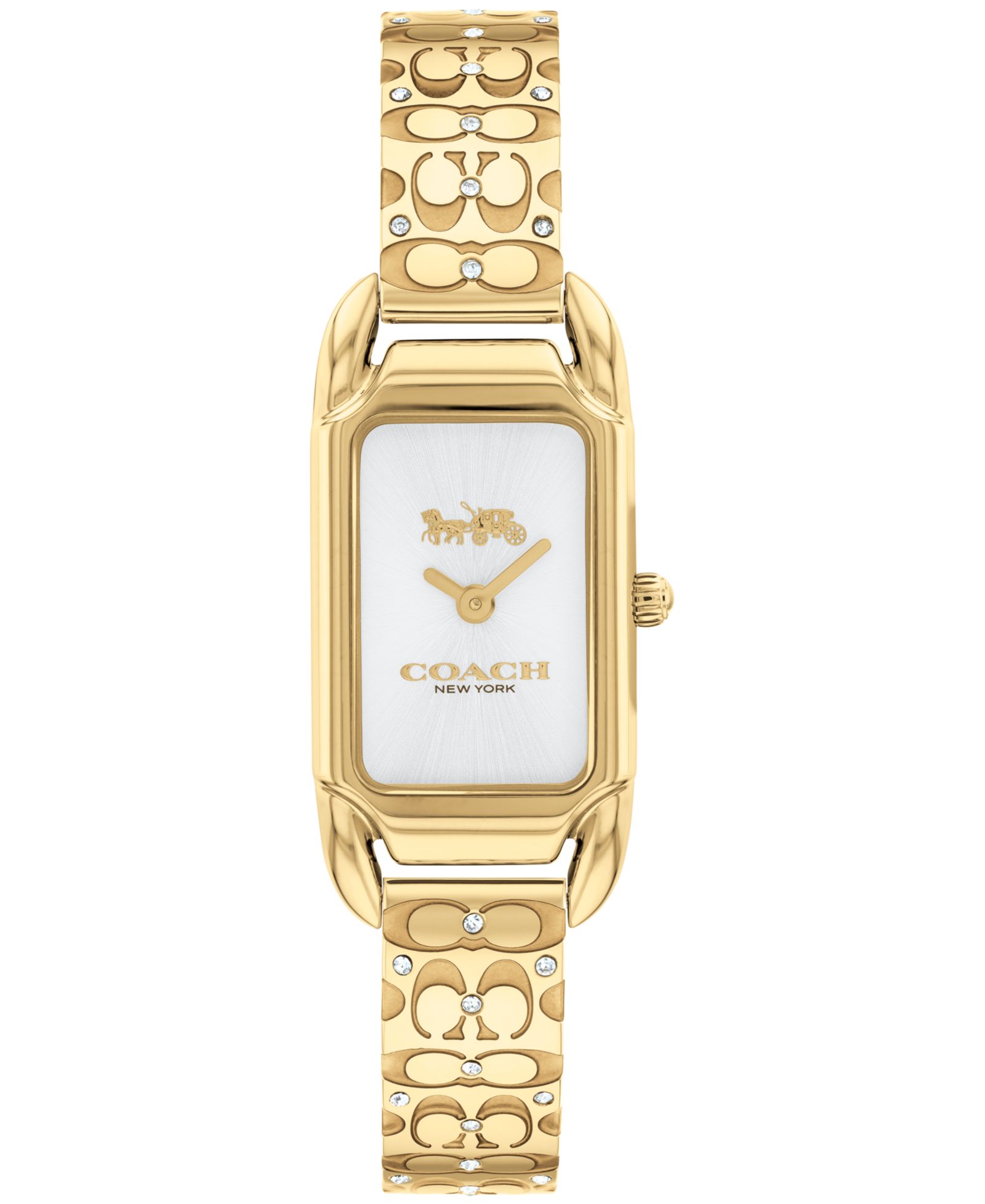 COACH Women's Cadie Signature C Gold-Tone Stainless Steel Bangle Watch, 28.5 x 17.5mm