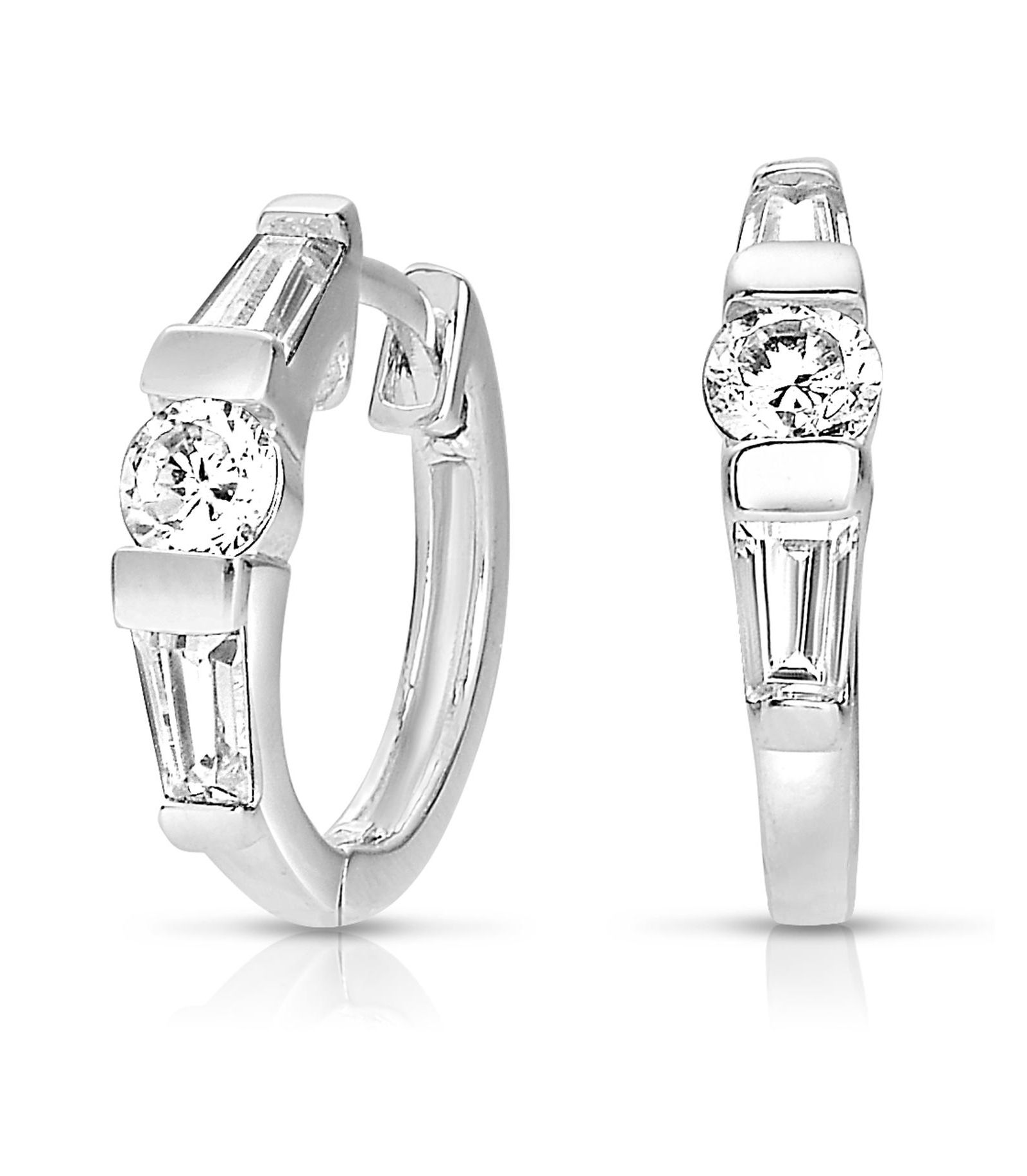 Серьги Genevive из Sterling Silver с Cubic Zirconia и White Gold Plated