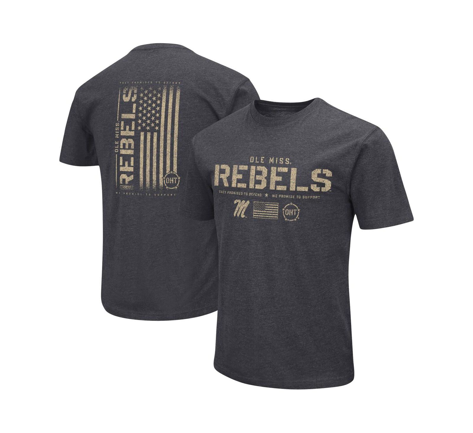 Мужская футболка Colosseum Heather Black Ole Miss Rebels Big and Tall OHT Military-Inspired Appreciation Playbook