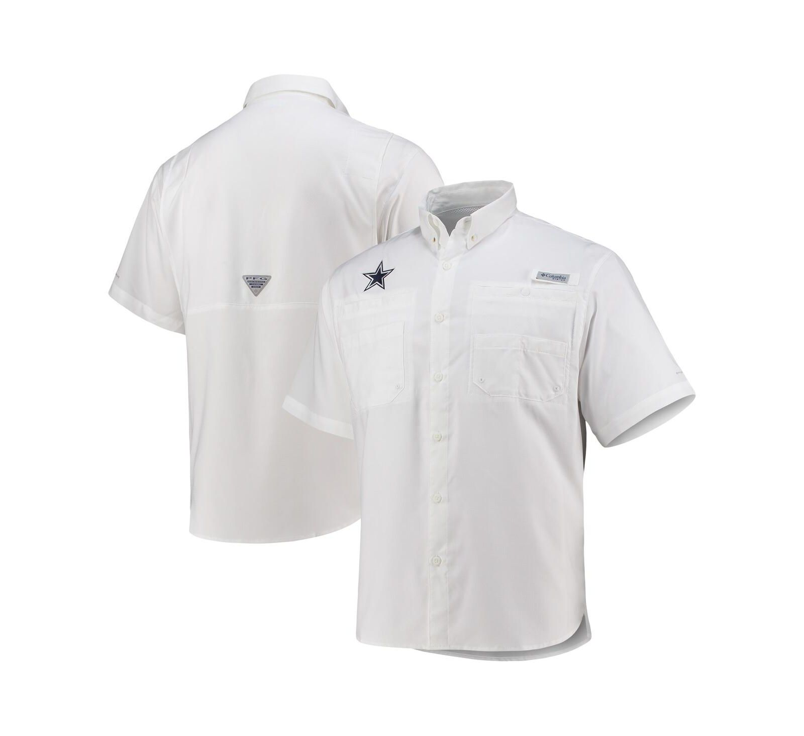 Columbia PFG Мужская рубашка Columbia White Dallas Cowboys Tamiami Omni-Shade Button-Down