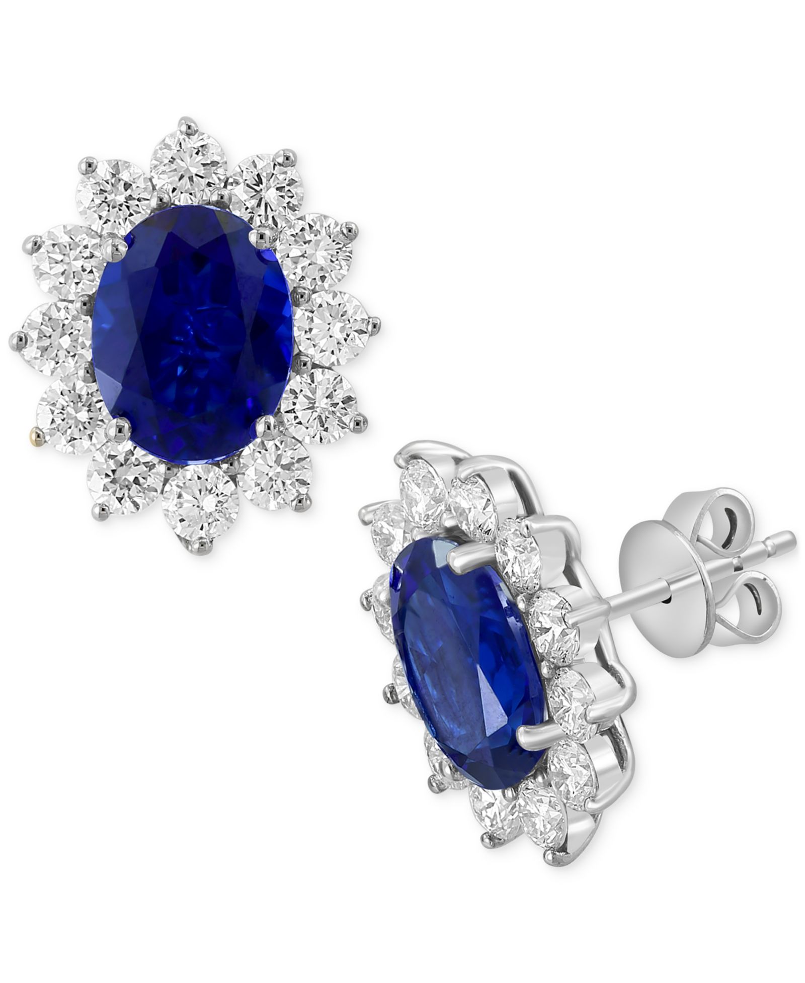 Серьги-гвоздики EFFY с сапфиром и бриллиантом в золоте 14k