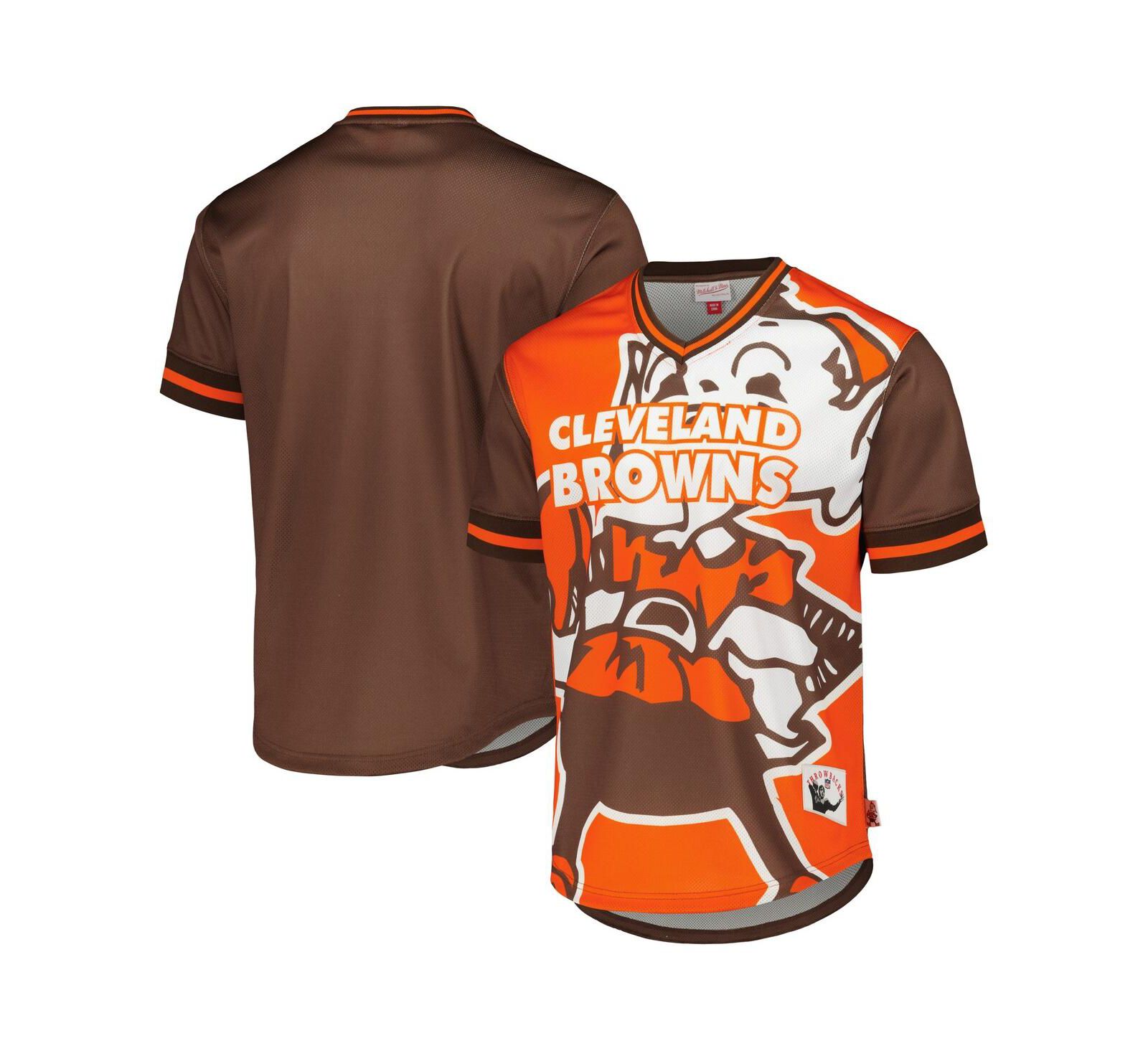 Мужская футболка Mitchell & Ness Cleveland Browns Jumbotron 3.0 Mesh V-Neck оранжевая