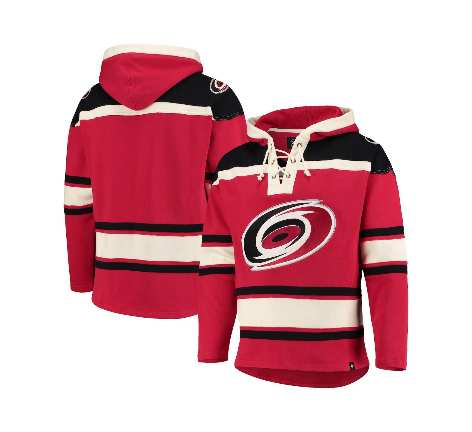 Men's '47 Brand Red Carolina Hurricanes Superior Lacer Pullover Hoodie