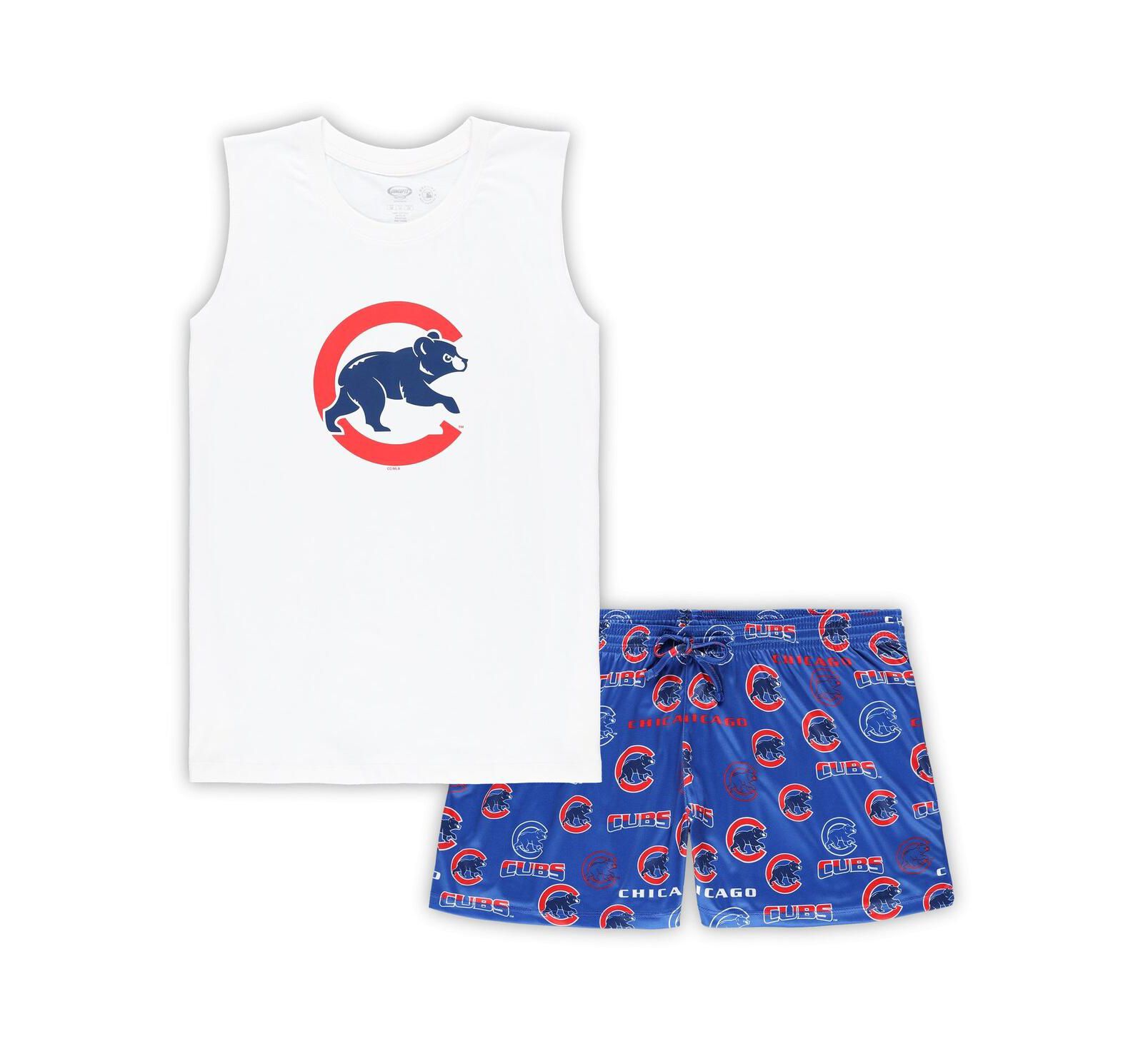 Women's Concepts Sport White, Royal Chicago Cubs Plus Size Tank Top and Shorts Sleep Set