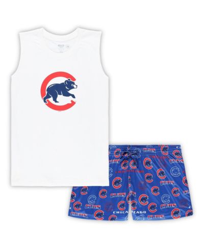 Women's Concepts Sport White, Royal Chicago Cubs Plus Size Tank Top and Shorts Sleep Set