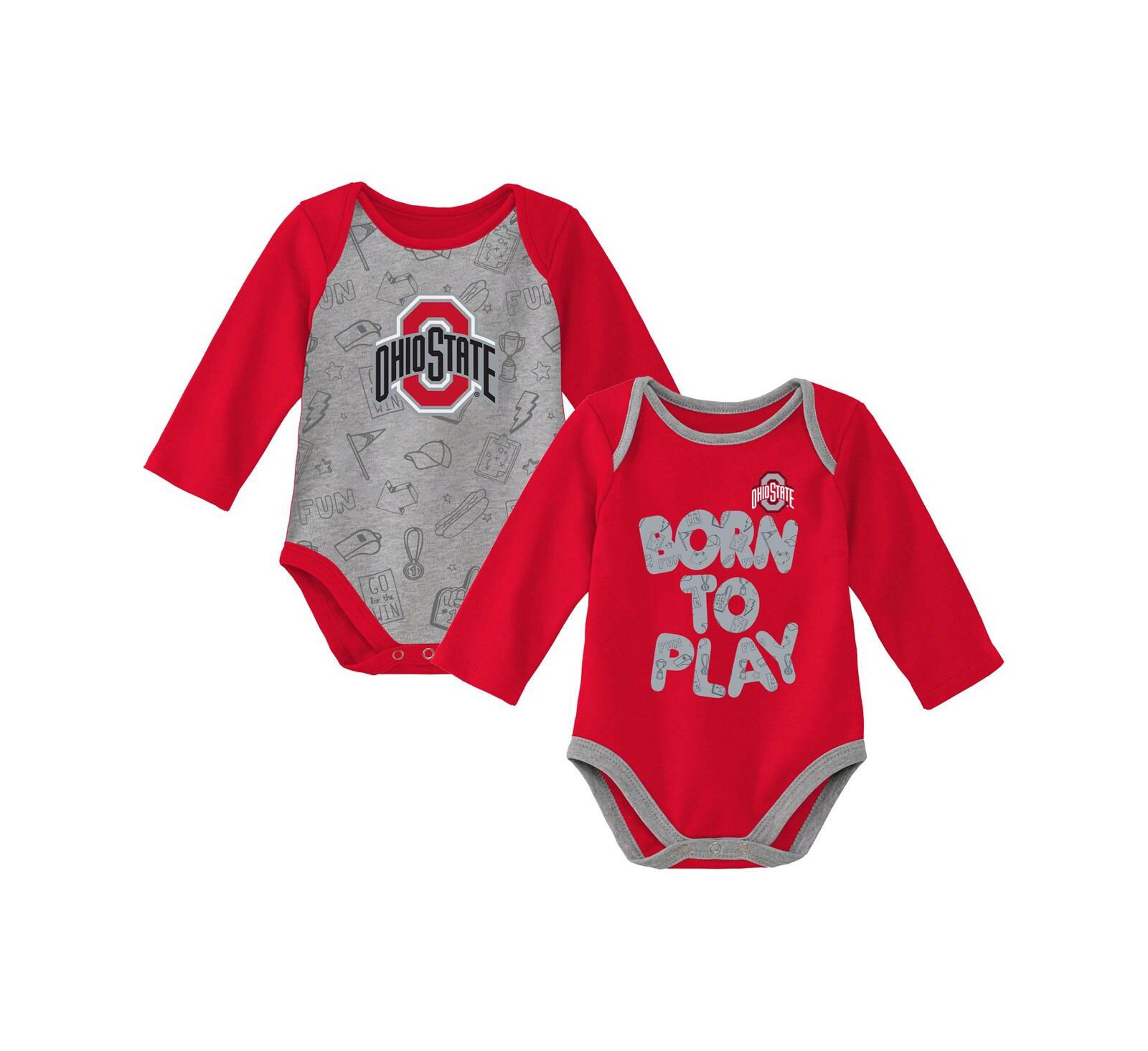 Комплект боди для новорожденных и младенцев Outerstuff Scarlet Heather Gray Ohio State Buckeyes