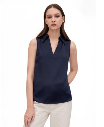 LILYSILK Женская шелковая блузка V-Neck Sleeveless Violet