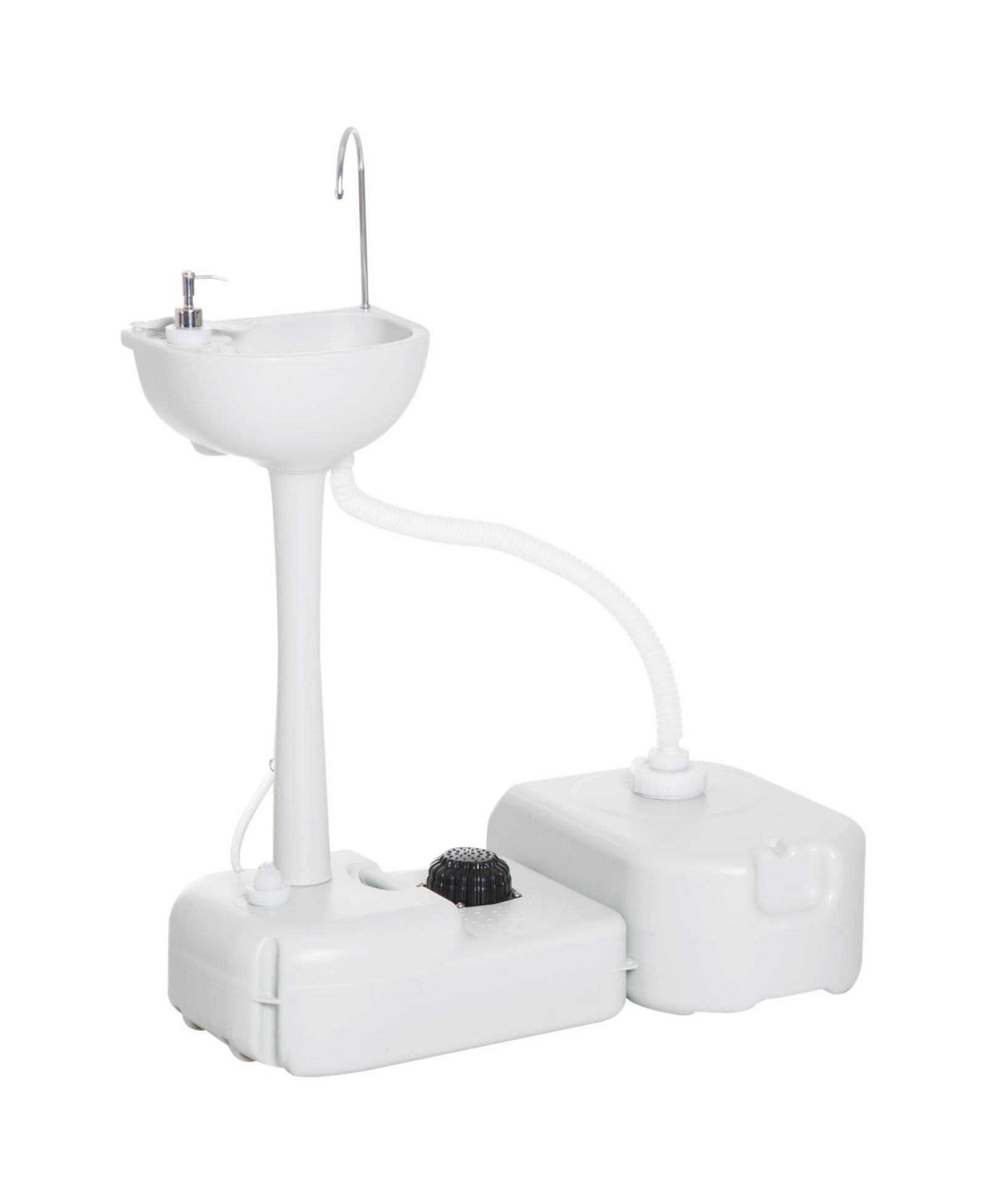 Outsunny kleankin Portable Camping Sink Hand Wash Station Basin with 4.5 Gallon Tank 6.3 Gallon Recovery Tank & Soap Dispenser for RV,Outdoor,Indoor, HDPE, White