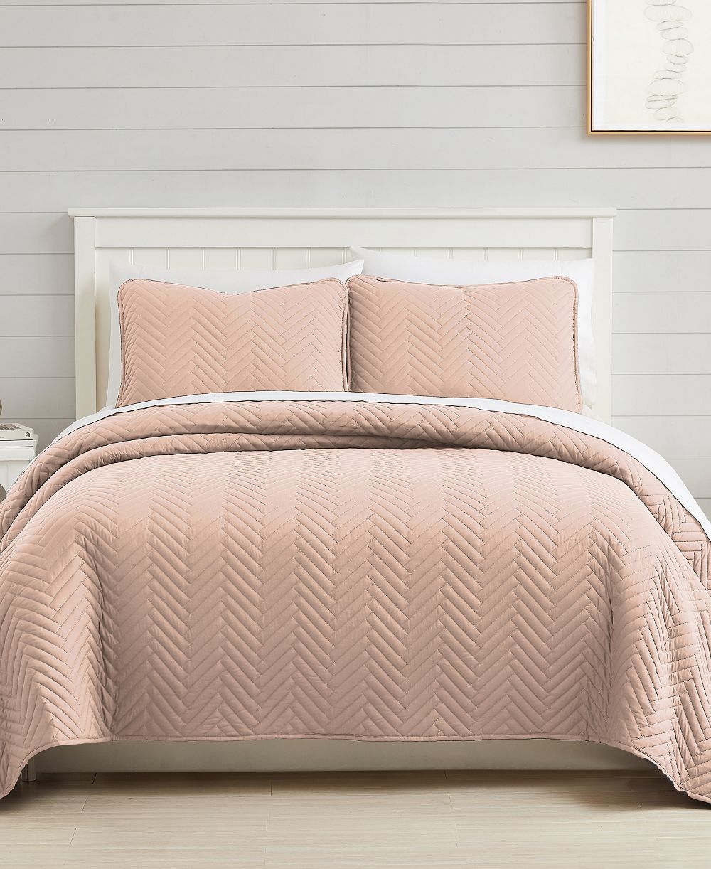 Southshore Fine Linens Solid Color Chevron 3-Pc. Quilt Set, King