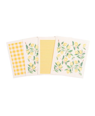 KAF Home Swedish Dish Cloths, All Over Lemon, Set of 4