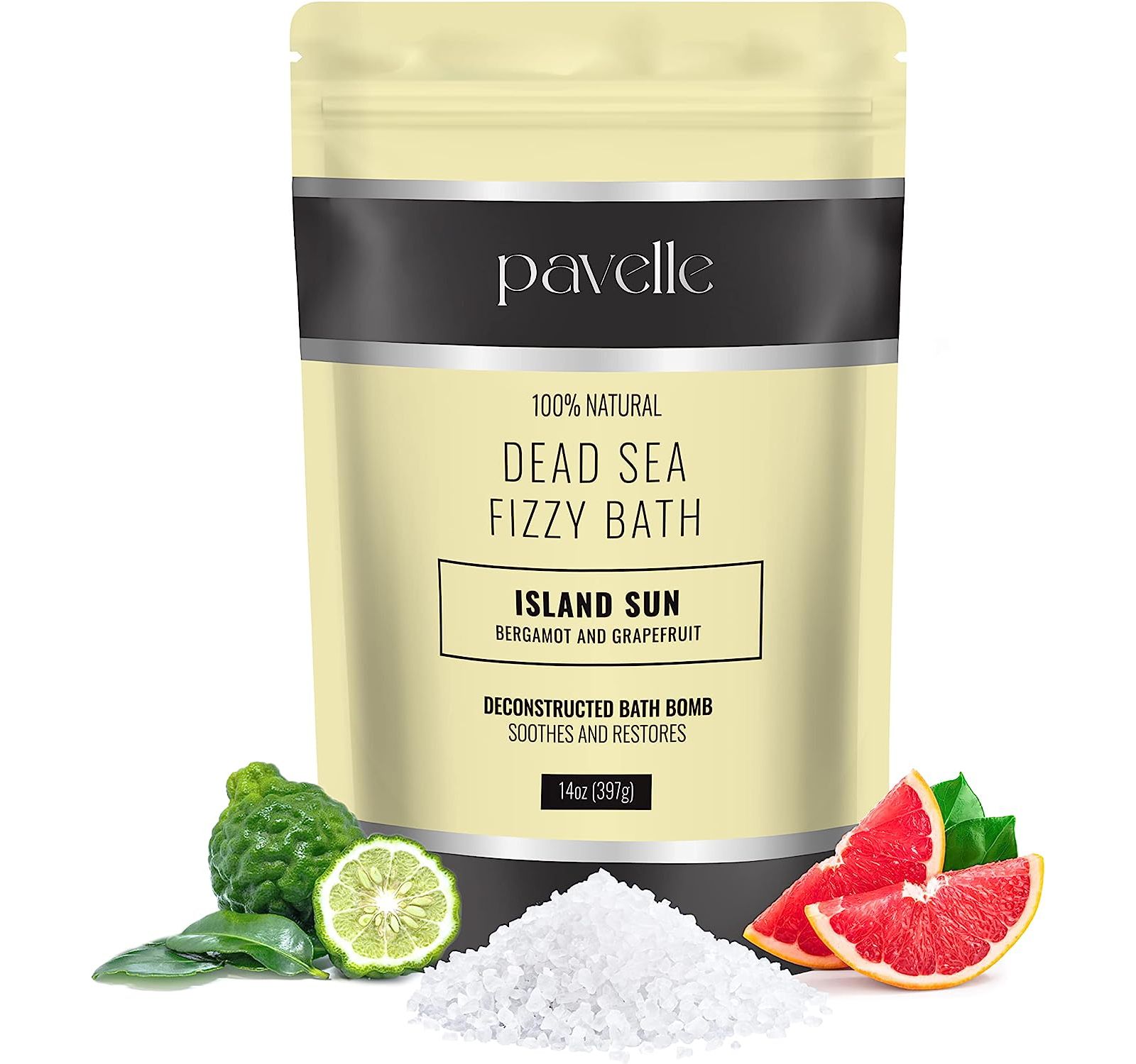 Пенная соль для ванн Pavelle Dead Sea Fizzy Bath, Sea Salt Bath Fizz, Island Sun
