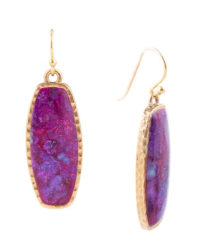 Barse Odyssey Genuine Purple Turquoise Long Rectangle Statement Earrings