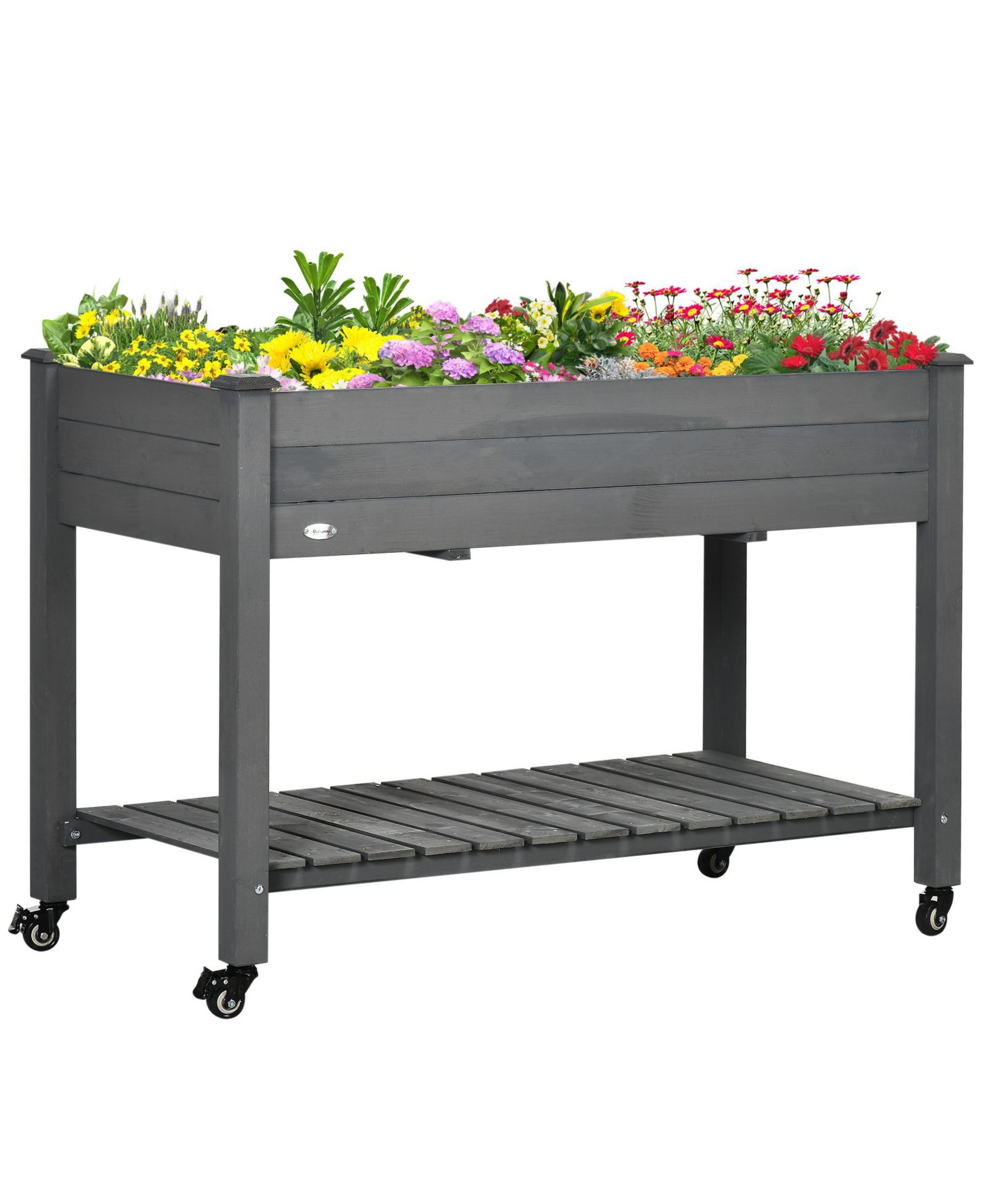 Outsunny 47" x 21" Raised Garden Bed Elevated Wooden Planter Box for Outdoor Gardening