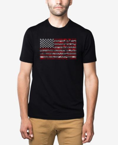 Мужская футболка LA Pop Art Cotton/Poly Blend Word Art American Flag Fireworks