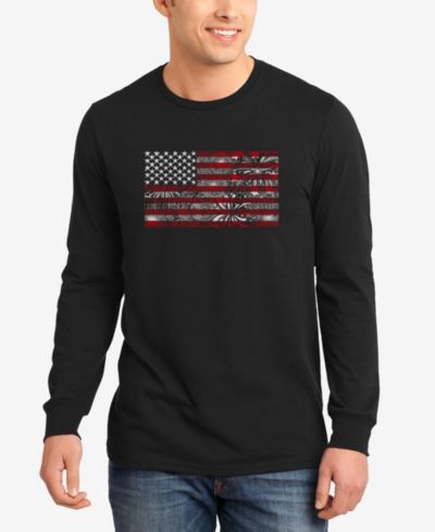 Мужская футболка с длинным рукавом LA Pop Art Word Art American Flag Fireworks