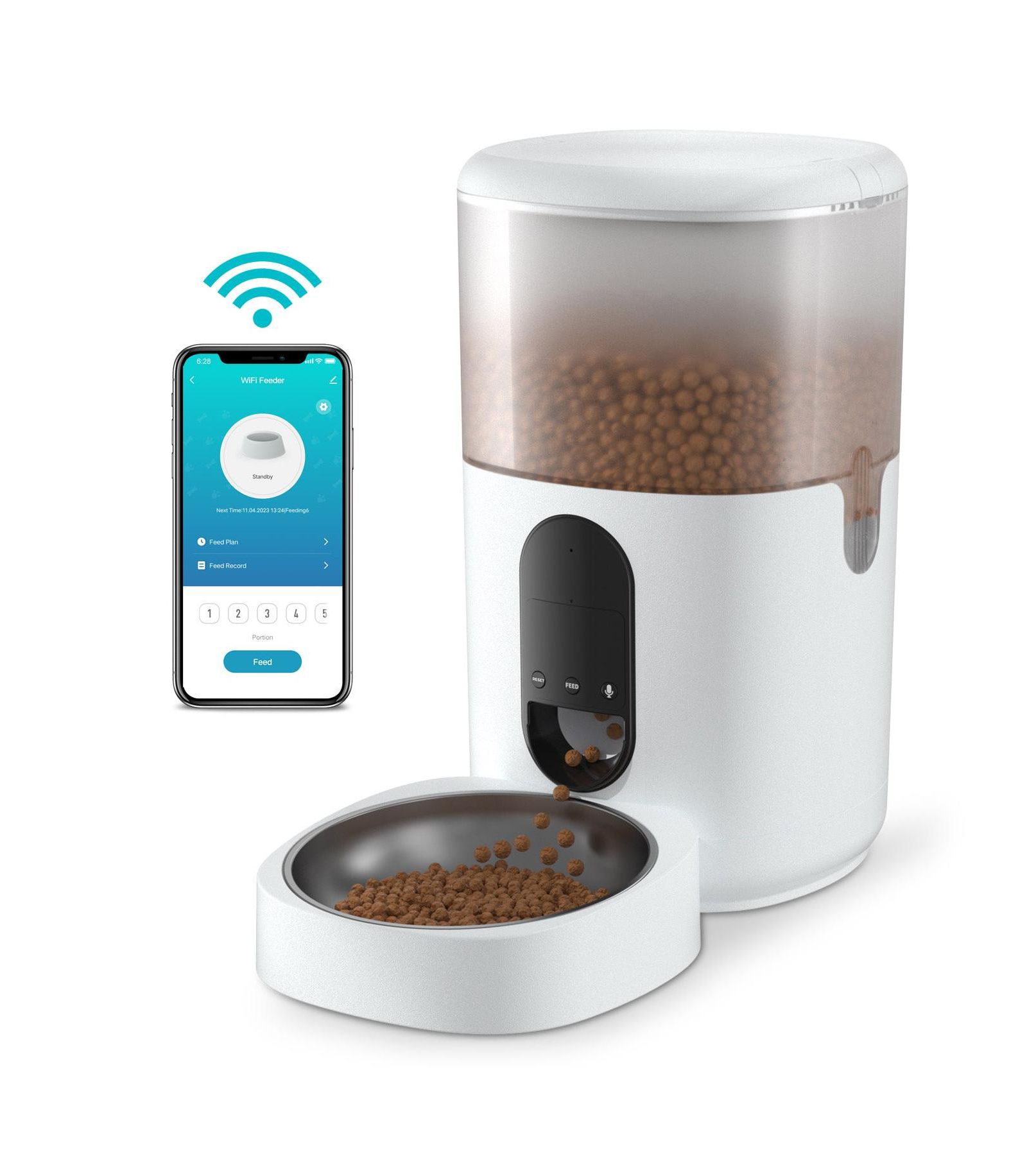 eco4life 6L Smart WiFi Automatic Pet Feeder | 10 Daily Feedings, Custom 10s Voice Recorder & App Portion Control