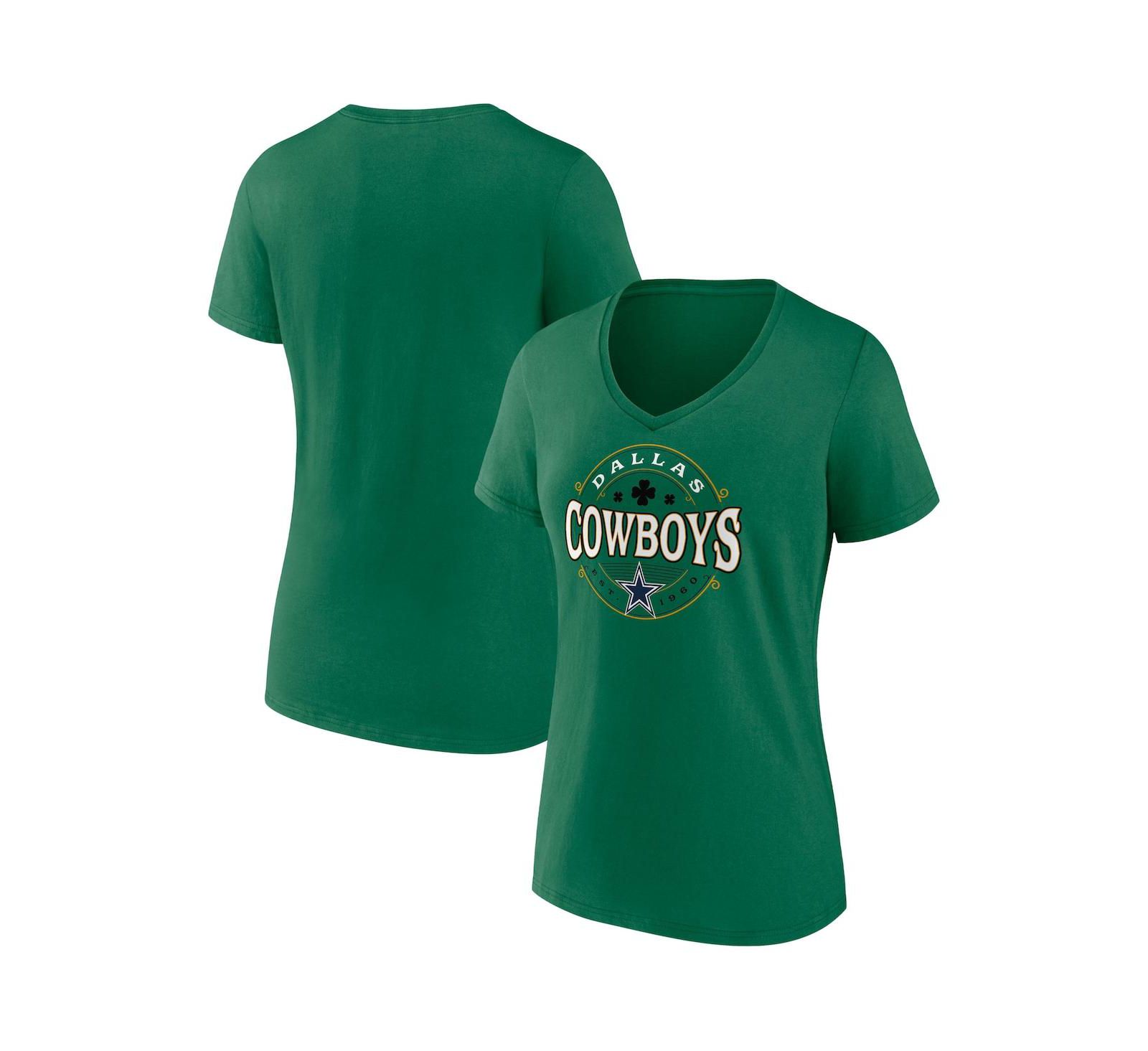 Women's Fanatics Green Dallas Cowboys Lucky Celtic V-Neck T-shirt
