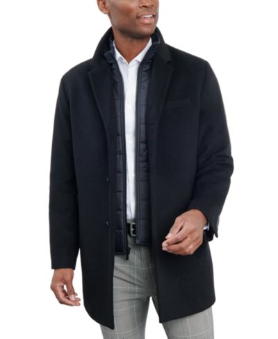Мужское шерстяное пальто London Fog Men's Wool-Blend Overcoat & Attached Vest
