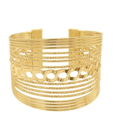 ADORNIA 14K Gold Plated Multi Strand Cuff Bracelet