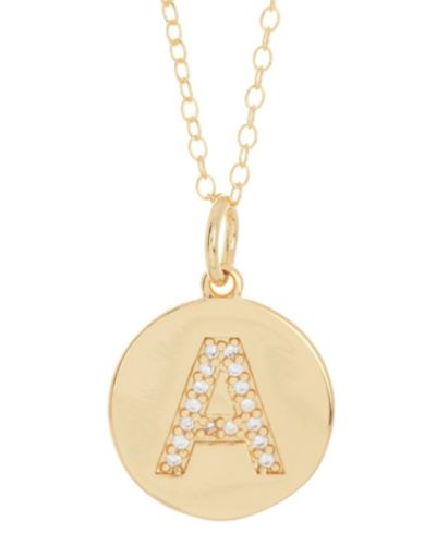 ADORNIA ожерелье с подвеской-диском 18" 14K Gold Plated с гравировкой буквы