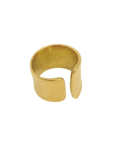 ADORNIA 14K Gold Plated Tall Open Band Ring