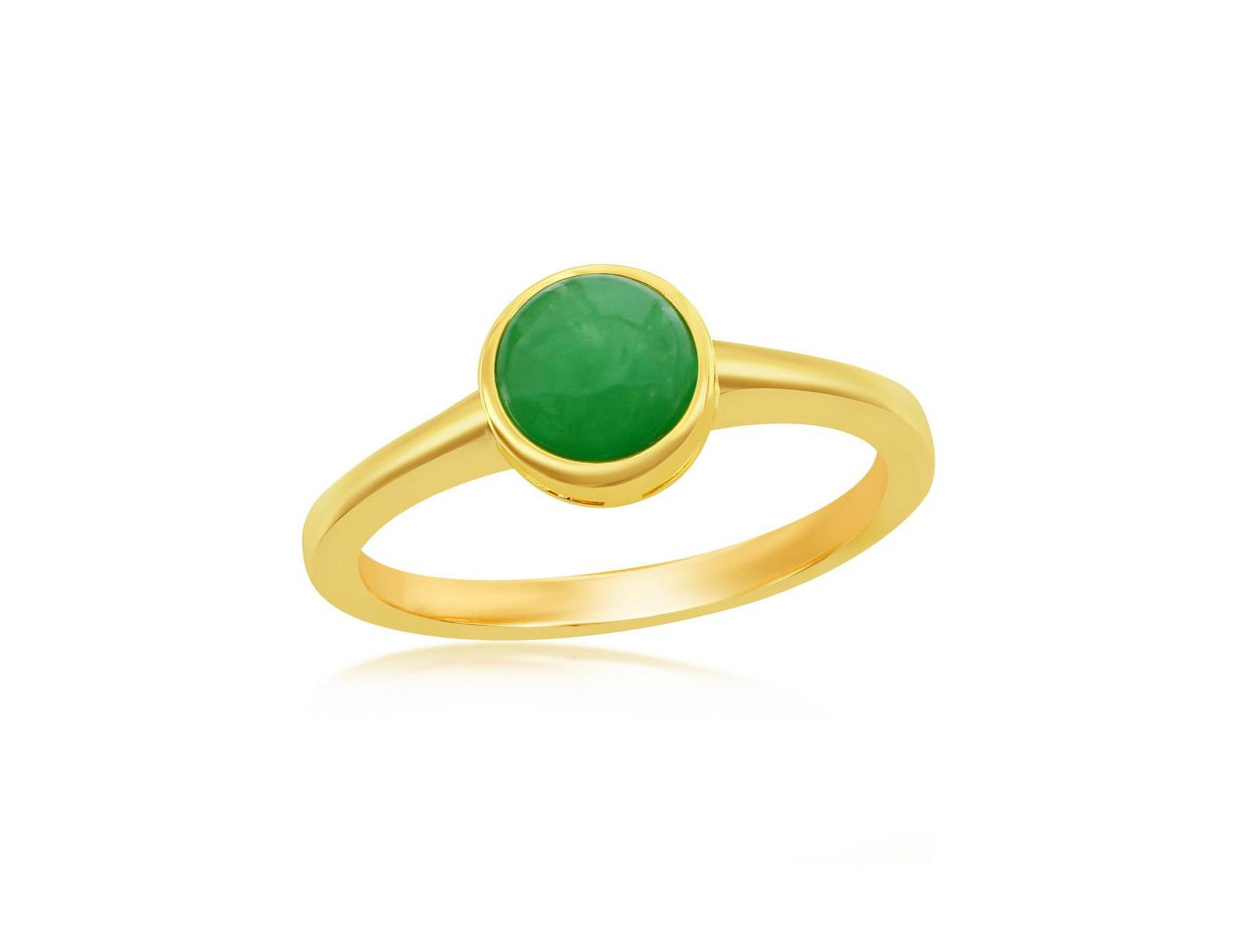 Кольцо Caribbean Treasures Sterling Silver 8mm Round Jade Gold Plated