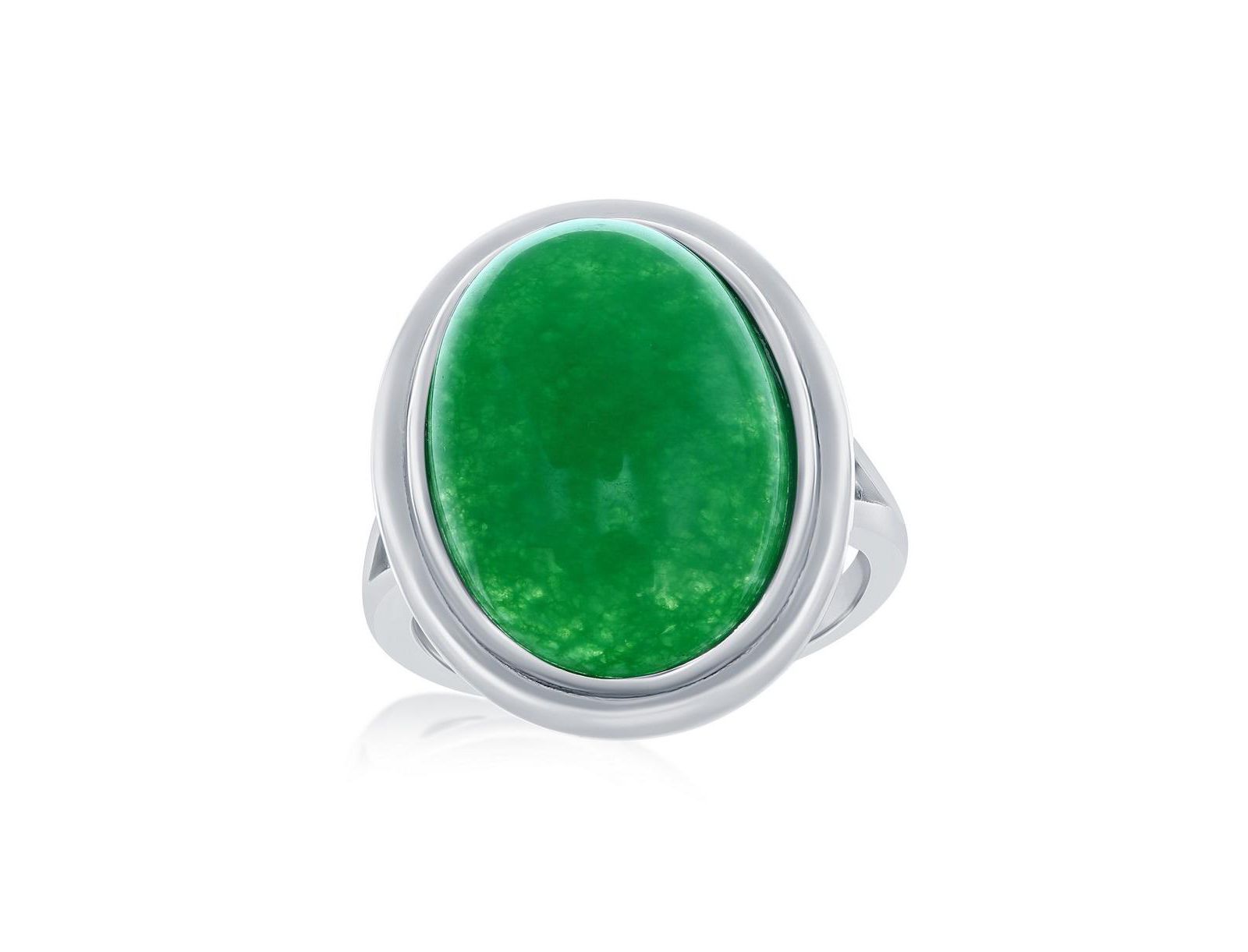 Sterling Silver, 13x18mm Oval Jade Ring