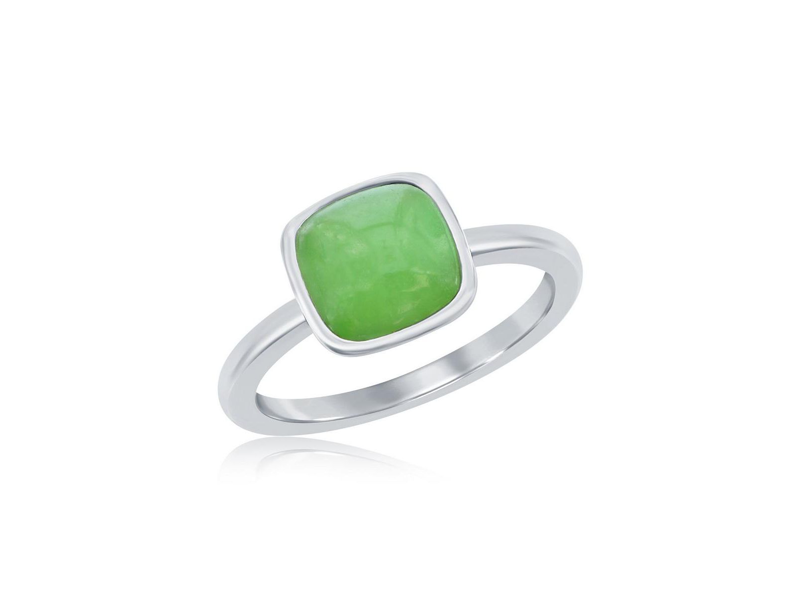 Sterling Silver 8mm Cushion Jade Ring