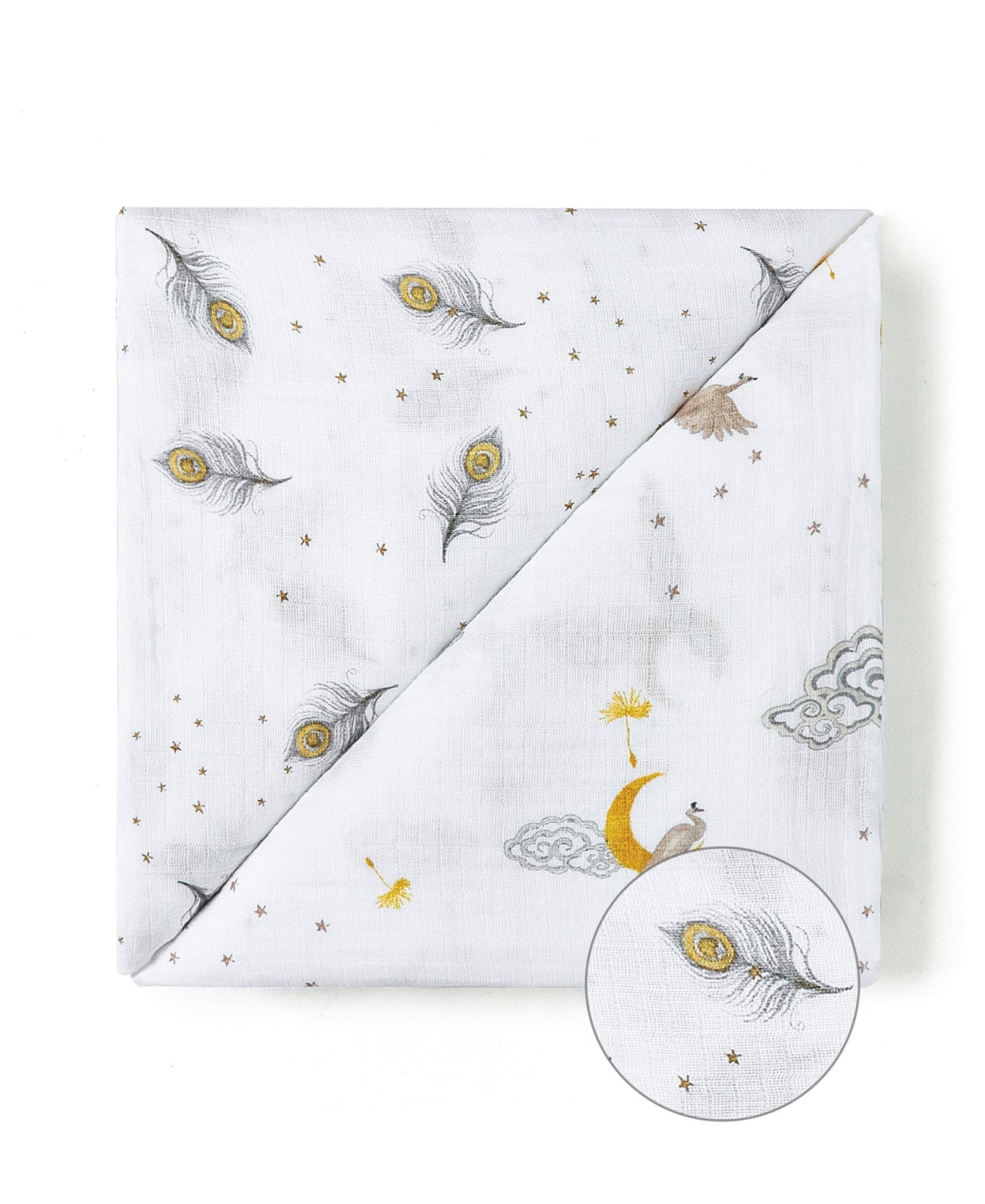 Certified Organic Muslin Four-Layer Reversible All Season Snug Blanket, Peace On Earth
