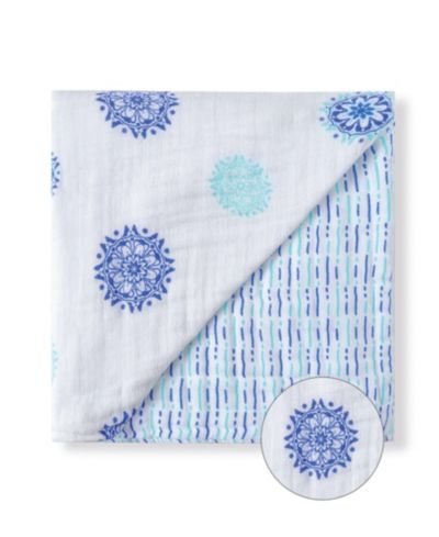 Malabar Baby Baby Certified Organic Muslin Four-Layer Reversible All Season Snug Blanket, Mandala
