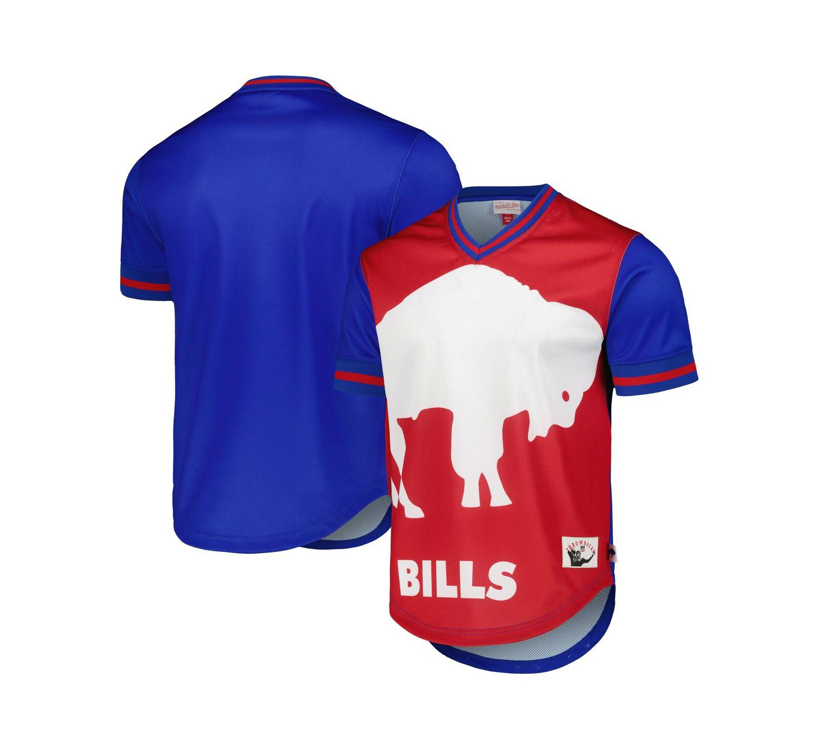 Мужская футболка Mitchell & Ness Royal Buffalo Bills Jumbotron 3.0 Mesh V-Neck