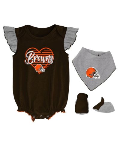 Детский набор: боди и чепчик Cleveland Browns, коричневый и серый меланж