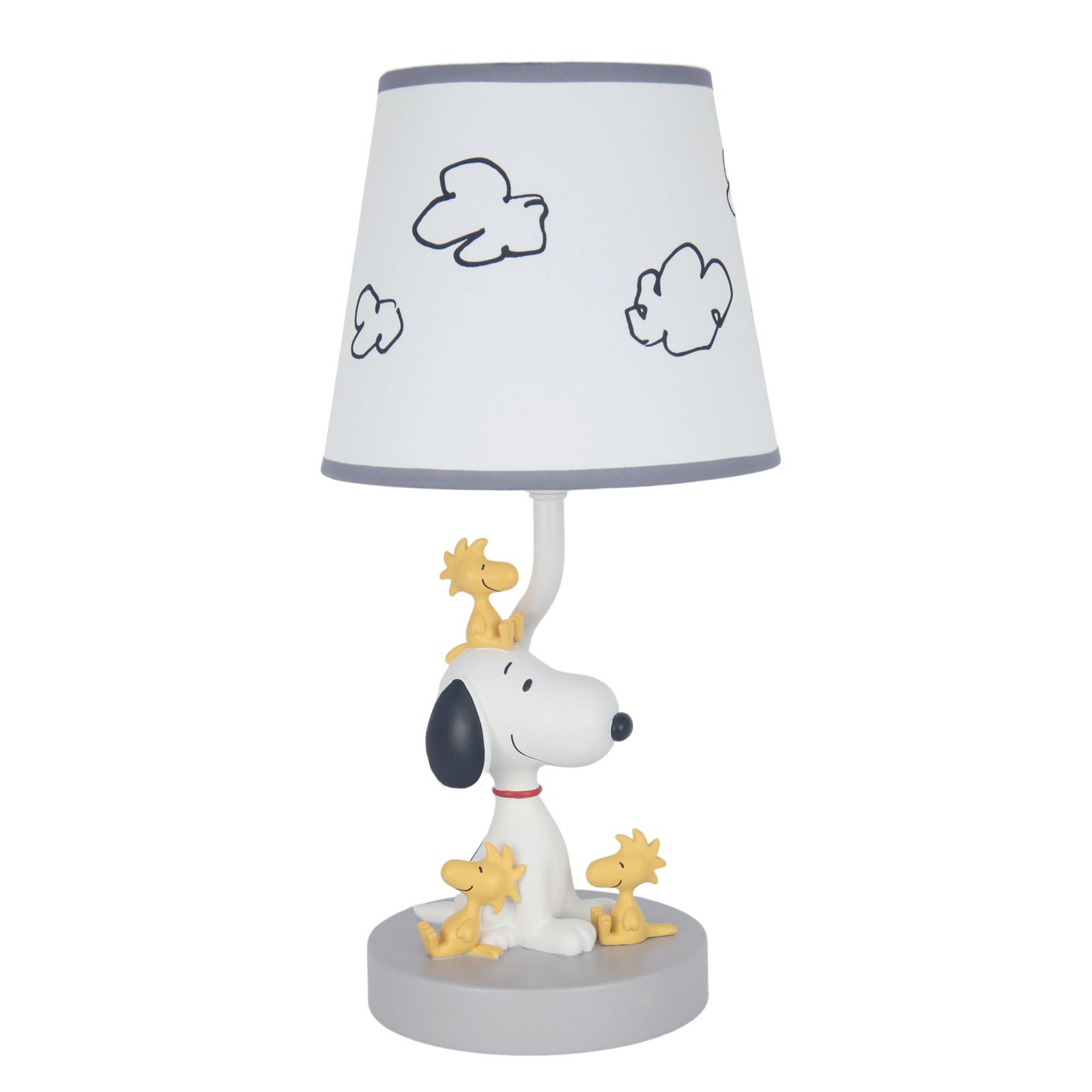 Lambs and Ivy Classic Snoopy and Friends White/Gray Nursery Lamp with Shade and Bulb