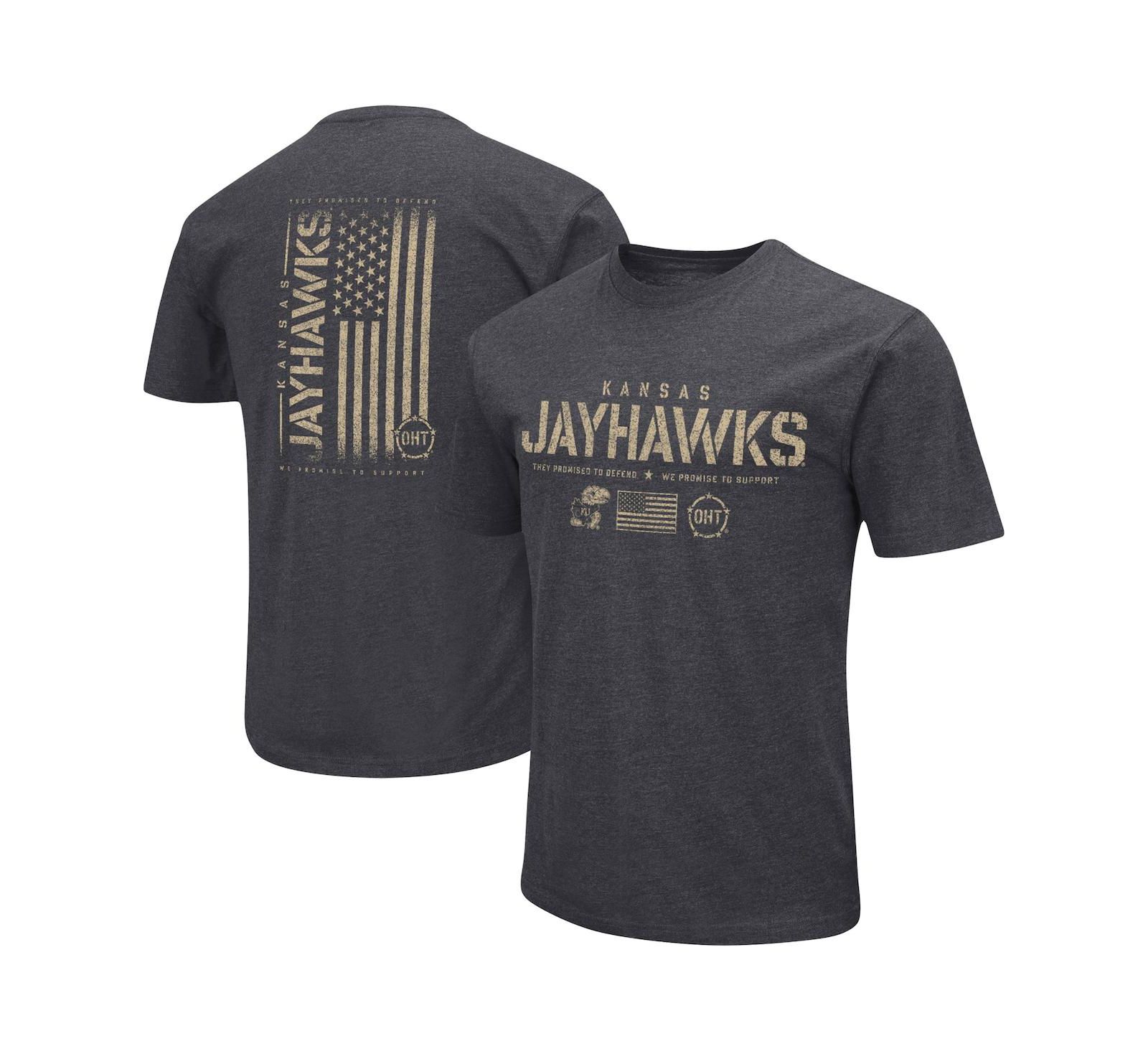 Men's Colosseum Heather Black Kansas Jayhawks Big and Tall OHT Military-Inspired Appreciation Playbook T-shirt