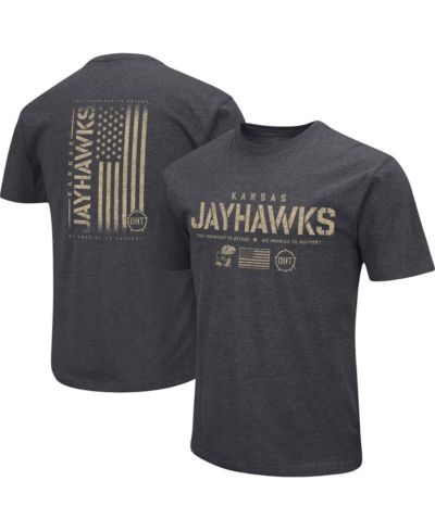 Men's Colosseum Heather Black Kansas Jayhawks Big and Tall OHT Military-Inspired Appreciation Playbook T-shirt
