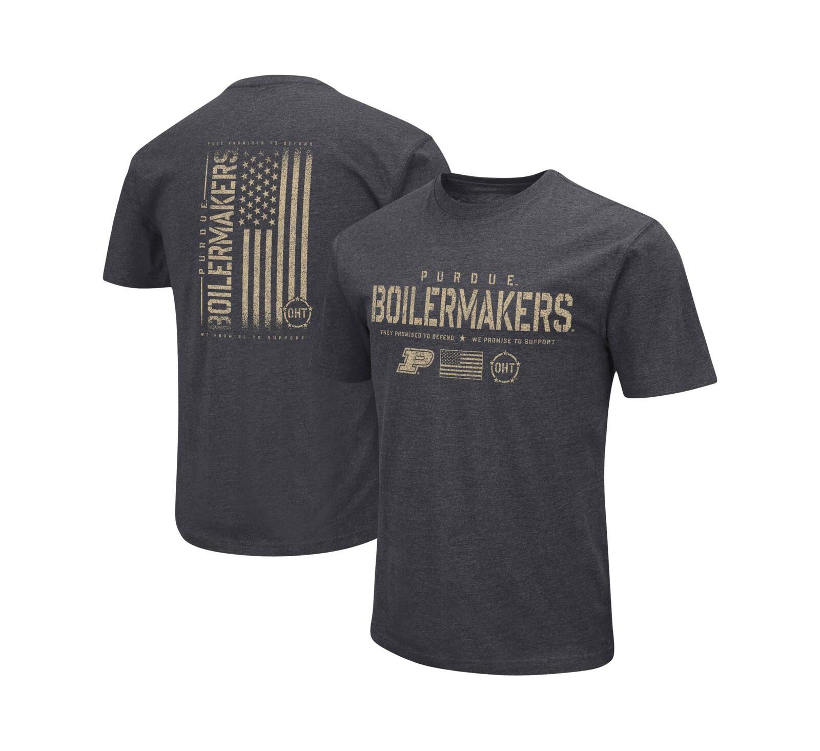 Мужская футболка Colosseum Heather Black Purdue Boilermakers Big and Tall OHT Military-Inspired Appreciation Playbook