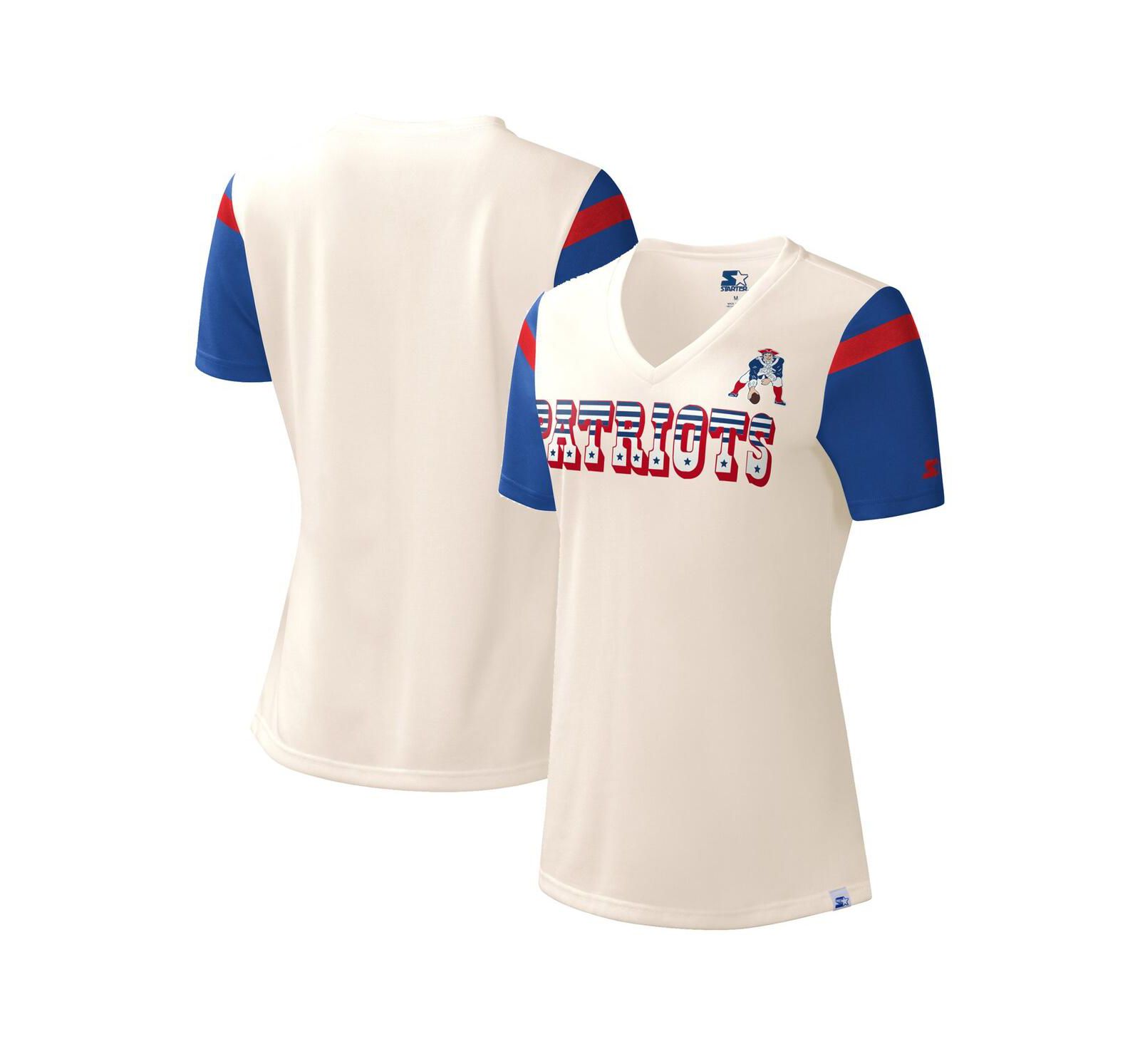 Женская футболка Starter White New England Patriots Kick Start V-Neck