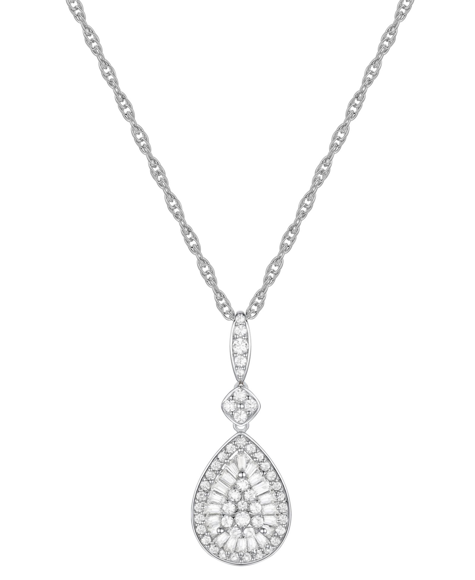 Подвеска Diamond Round & Baguette Teardrop Cluster 18" (1/2 ct. t.w.)