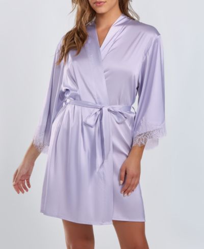 Женский атласный халат iCollection Kate с кружевом