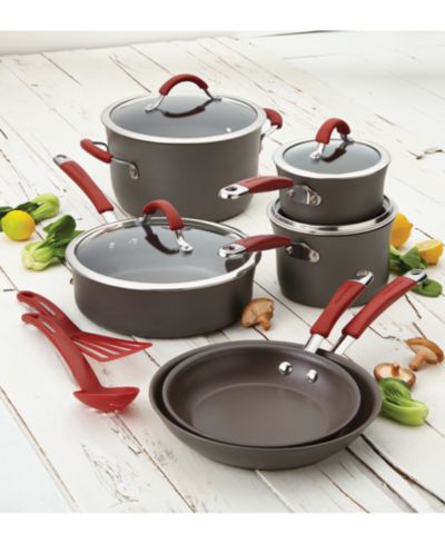 Набор посуды Rachael Ray Cucina из анодированного алюминия с антипригарным покрытием, 12 предметов