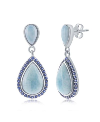 Caribbean Treasures серьги с ларимаром и сапфиром CZ из стерлингового серебра