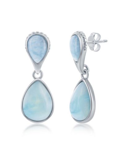 Серьги Larimar Double Pearshaped из стерлингового серебра