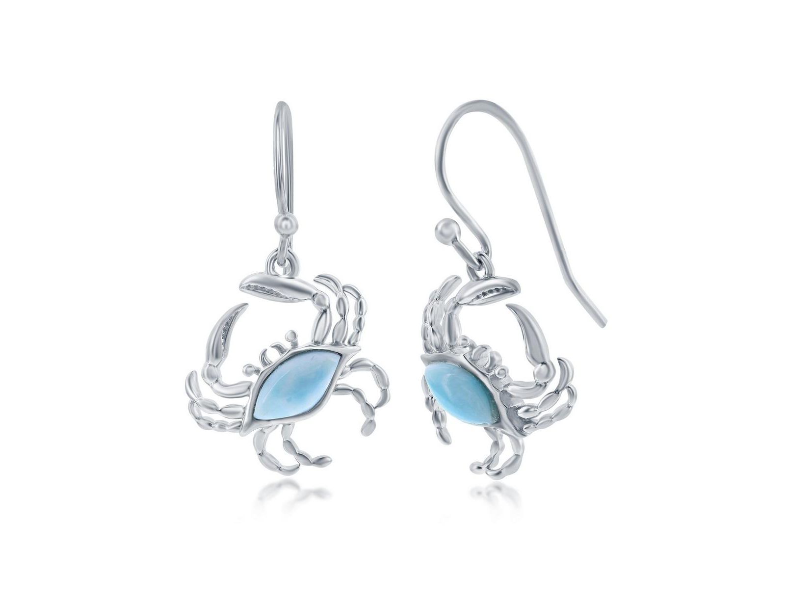 Sterling Silver Larimar Crab Earrings