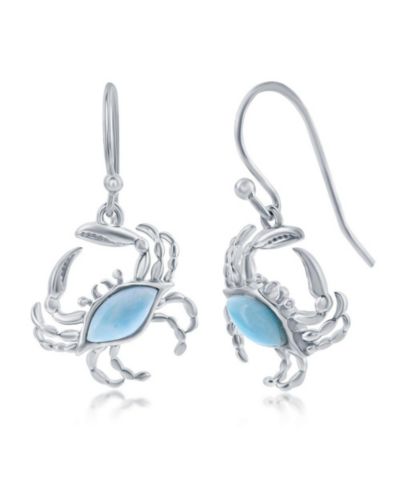 Sterling Silver Larimar Crab Earrings