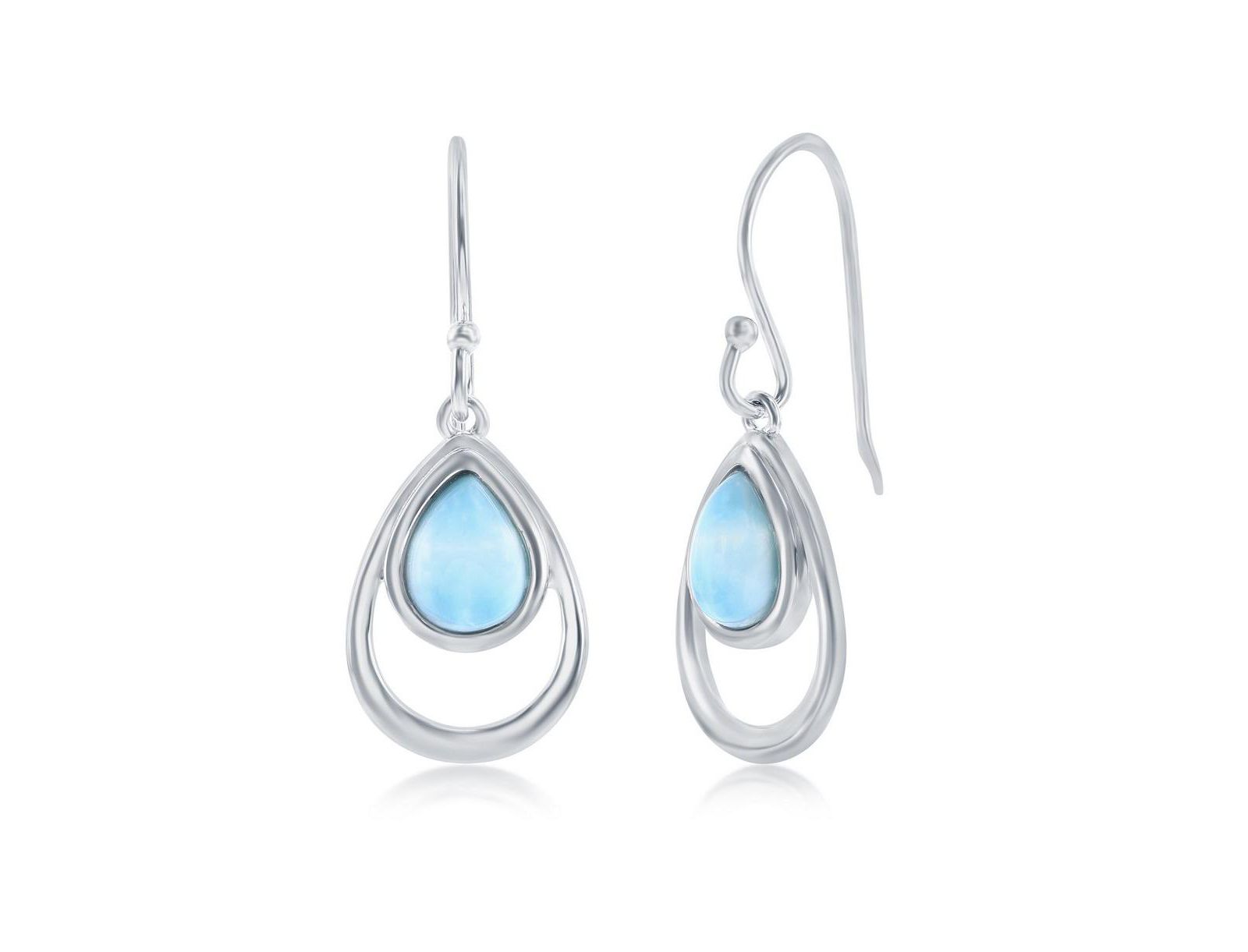 Серьги Caribbean Treasures Sterling Silver Pearshaped Larimar