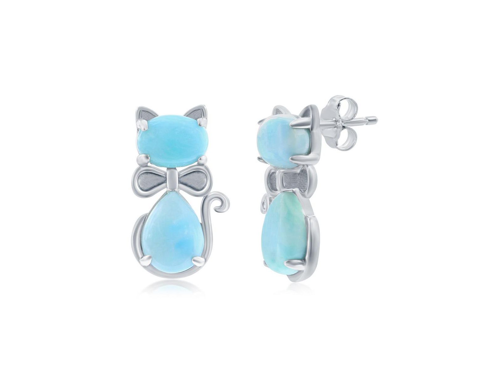 Серьги-гвоздики Sterling Silver Larimar