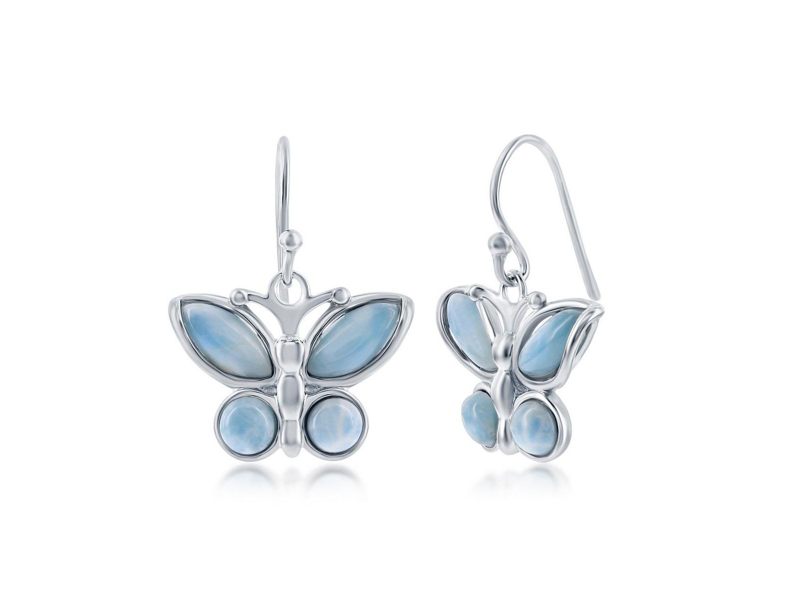 Серьги-бабочки Caribbean Treasures Sterling Silver Larimar
